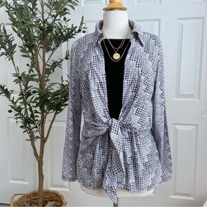 Patterned Open Cardigan Tunic, Ties in the Front Date Night